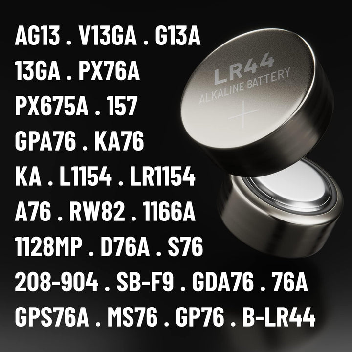 ABSINA AG13 LR44 Knopfzelle 100er Pack - 1,5V Alkaline Knopfzellen auslaufsicher &amp; mit Langer Haltba