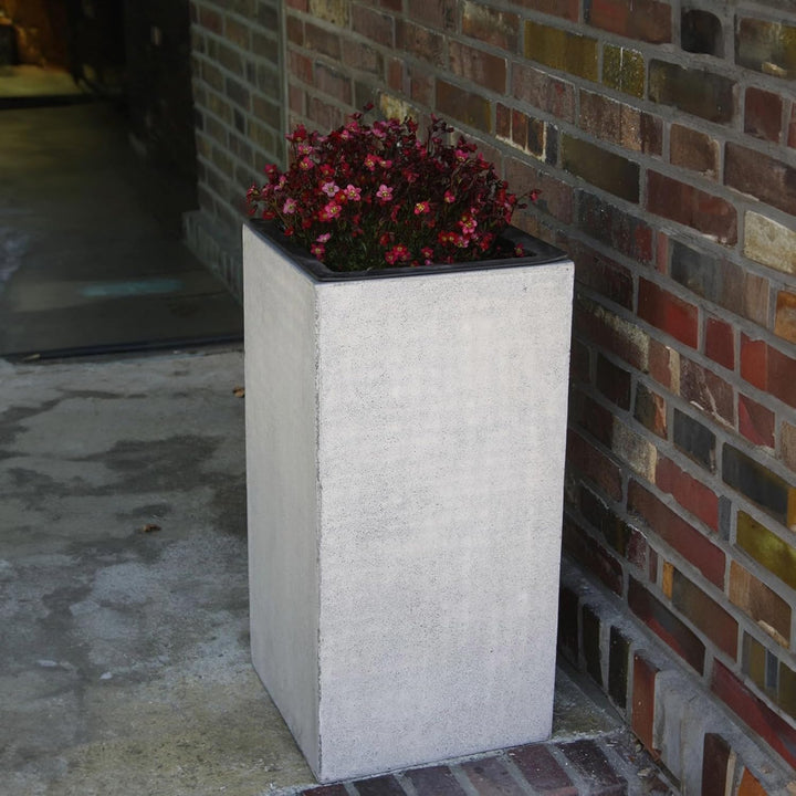VIVANNO Pflanzkübel Blumenkübel Pflanzsäule Übertopf Fiberglas Beton-Design grau Block (Block 75x30x