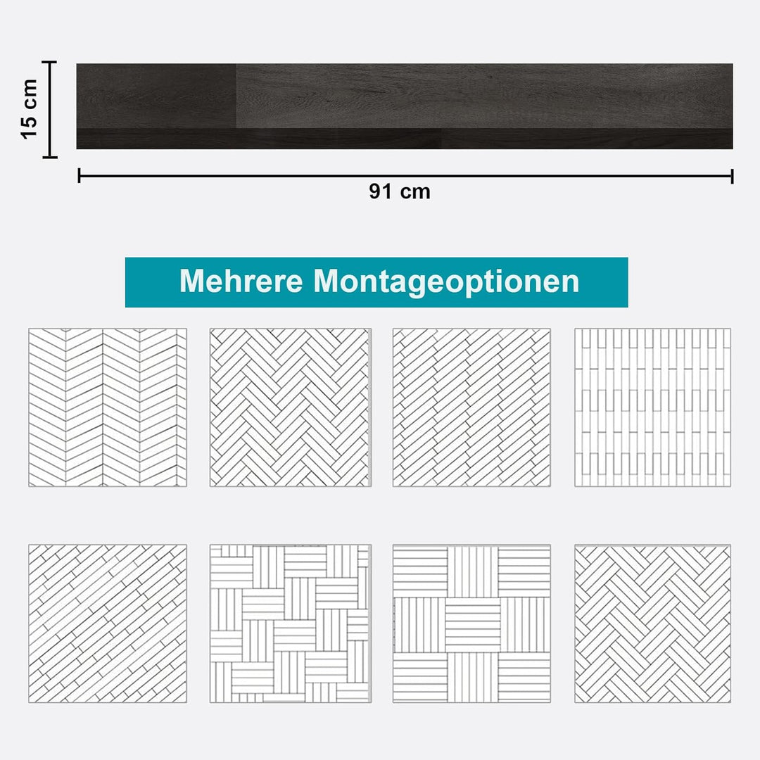 Oxdigi PVC Bodenbelag Selbstklebende 5m², Verdickt Holzoptik Vinylboden Bodenfliesen für Eingangstür