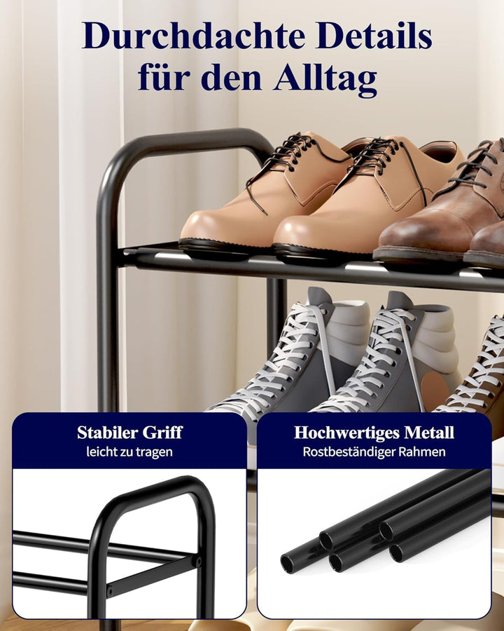 Kitsure Ausziehbares Schuhregal, 2-stöckiger Verstellbarer Metall-Schuhorganisator, Robustes und ros