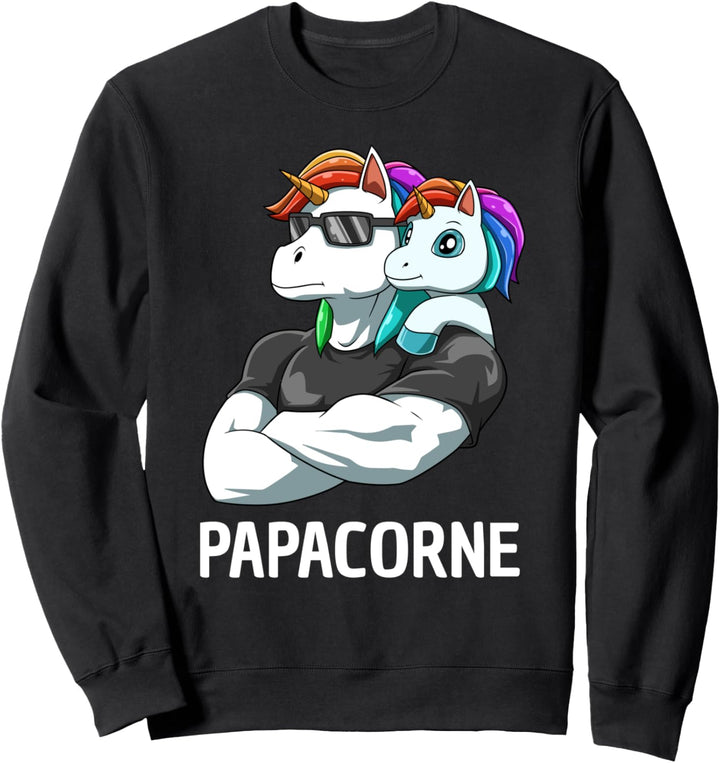 Papacorn Vater Mädchen Einhorn Sweatshirt