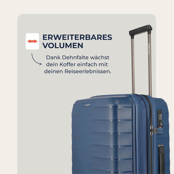 Travelite Koffer mittelgross, MOOBY M erweiterbar, Kratzfeste Hartschale, mit recyceltem Material, 6