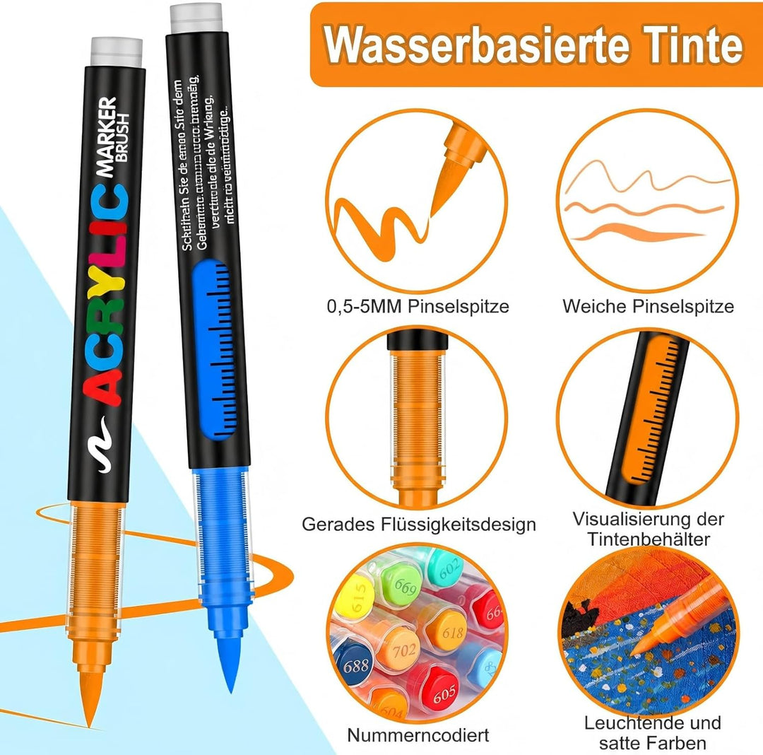 Efimeso 288 Farben Acrylstifte für Steine Wasserfest, Acrylic Paint Marker mit schwarzer Tasche,Acry