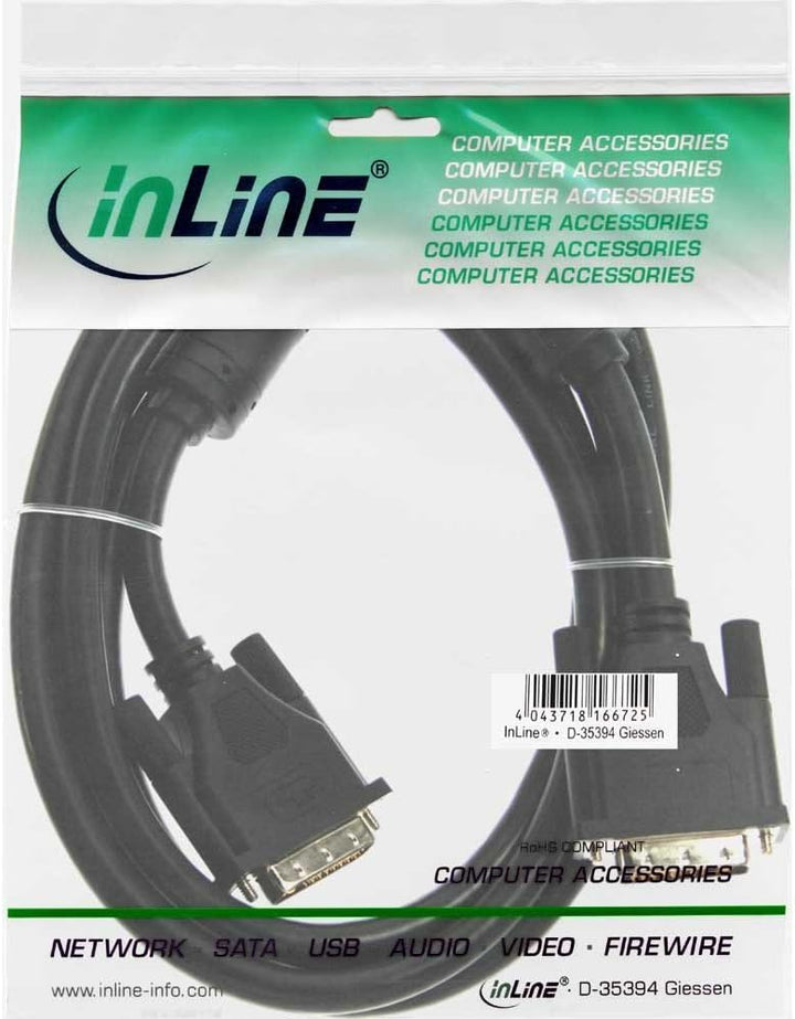 InLine 17765 5 m DVI 17765 Kabel, 5 m, schwarz, männlich/männlich