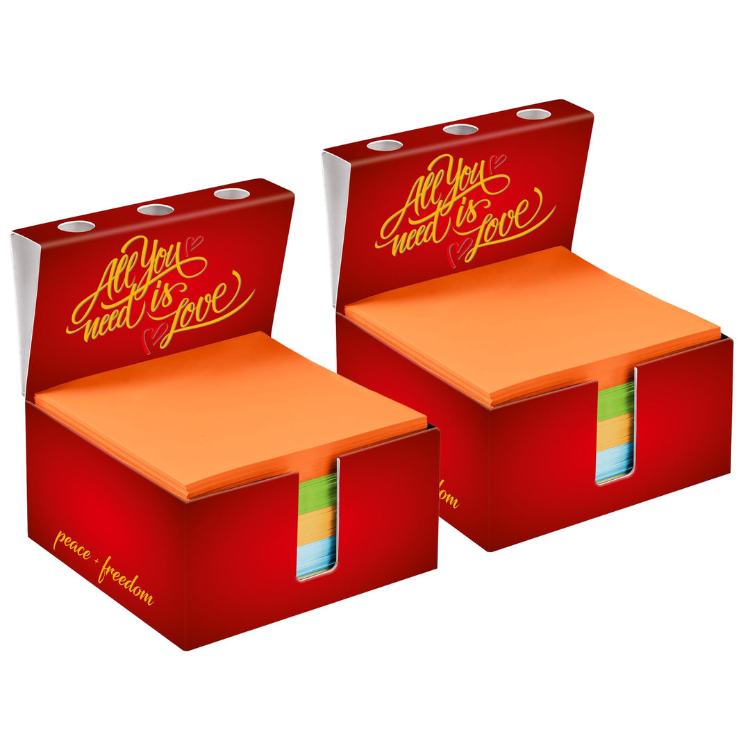 Zettelbox „Love“ mit Stiftehalter, stabil verarbeiteter 400g-Hartkarton, bunte Notizzettel kärtchenä