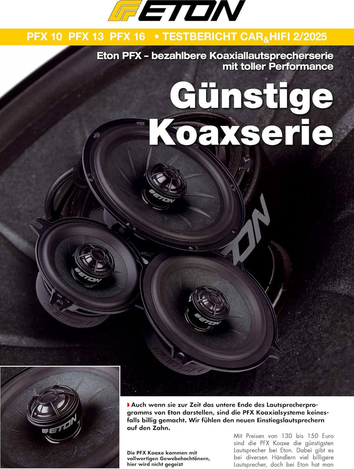 ETON PFX 16 – Klangstarkes 16,5 cm / 6,5“ Koaxial System, Auto Lautsprecher für Front oder Heck, Sou