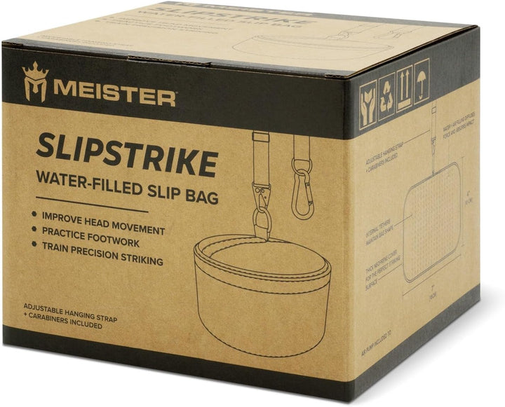 Meister SlipStrike Water-Filled Boxing Slip Bag w/Hanging Strap &amp; Carabiners Schwarz 7" Durchmesser