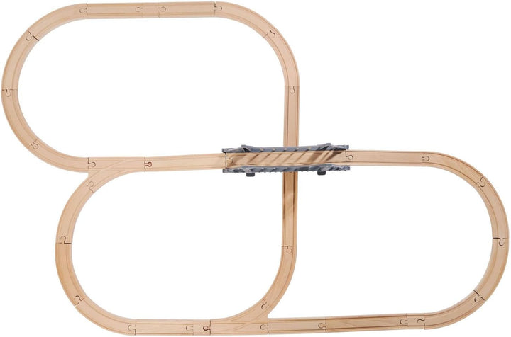 Eichhorn Schienenbahn 100006204 Bahnset mit Brücke, 55 teilig, 500 cm Strckenlänge, FSC zertifiziert