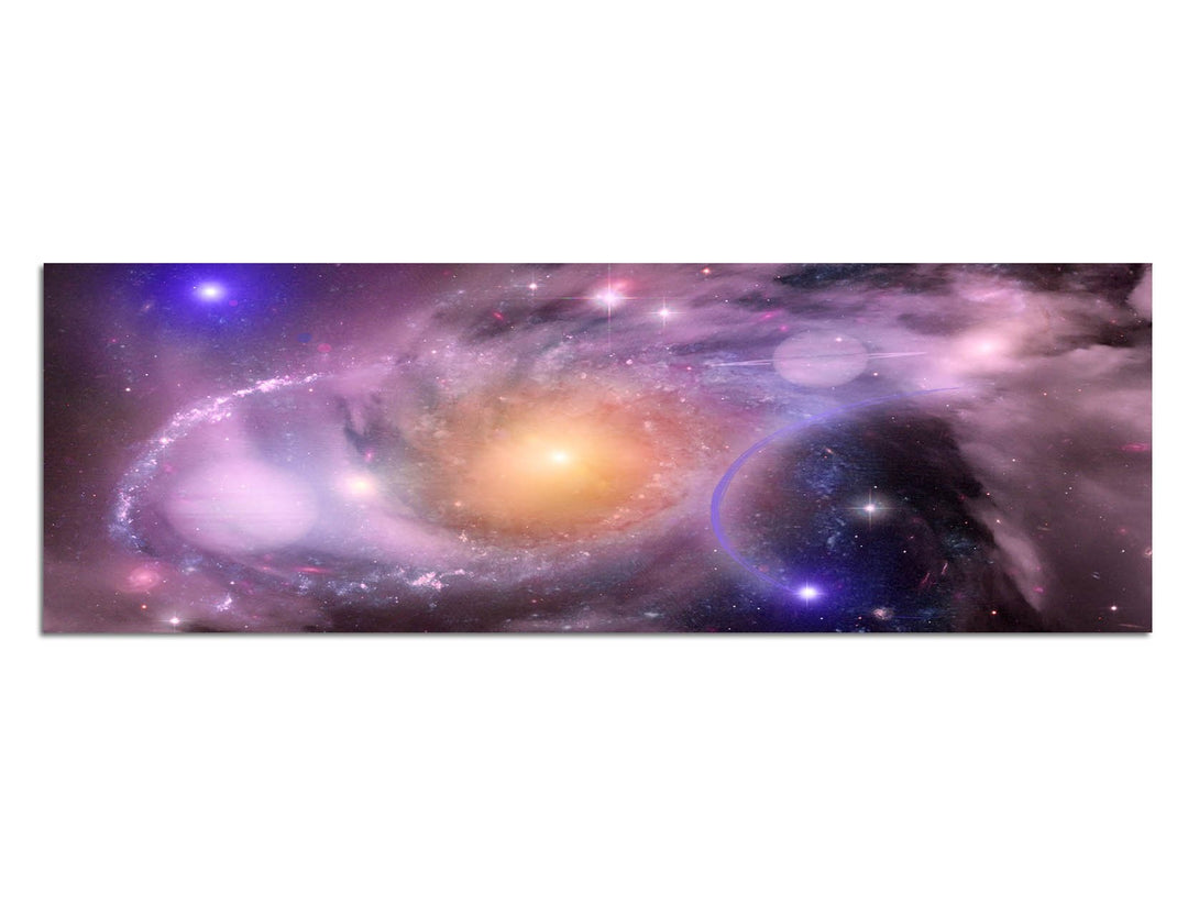 Paul Sinus Art Panoramabild auf Leinwand und Keilrahmen 120x40cm Weltall Sterne Galaxie Planeten