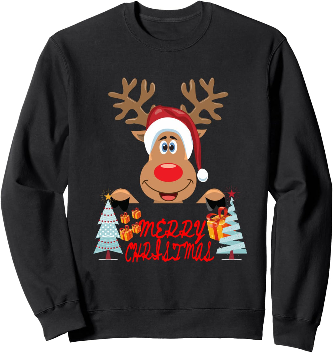 Weihnachtsoutfit Geschenk Partnerlook Rudolph Rudolf Rentier Sweatshirt