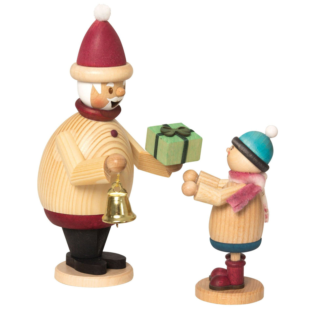 Drechslerei Kuhnert - Rauchmann/Räucherfigur aus Holz - Max als Weihnachtsmann mit Mäxchen - 16 cm H