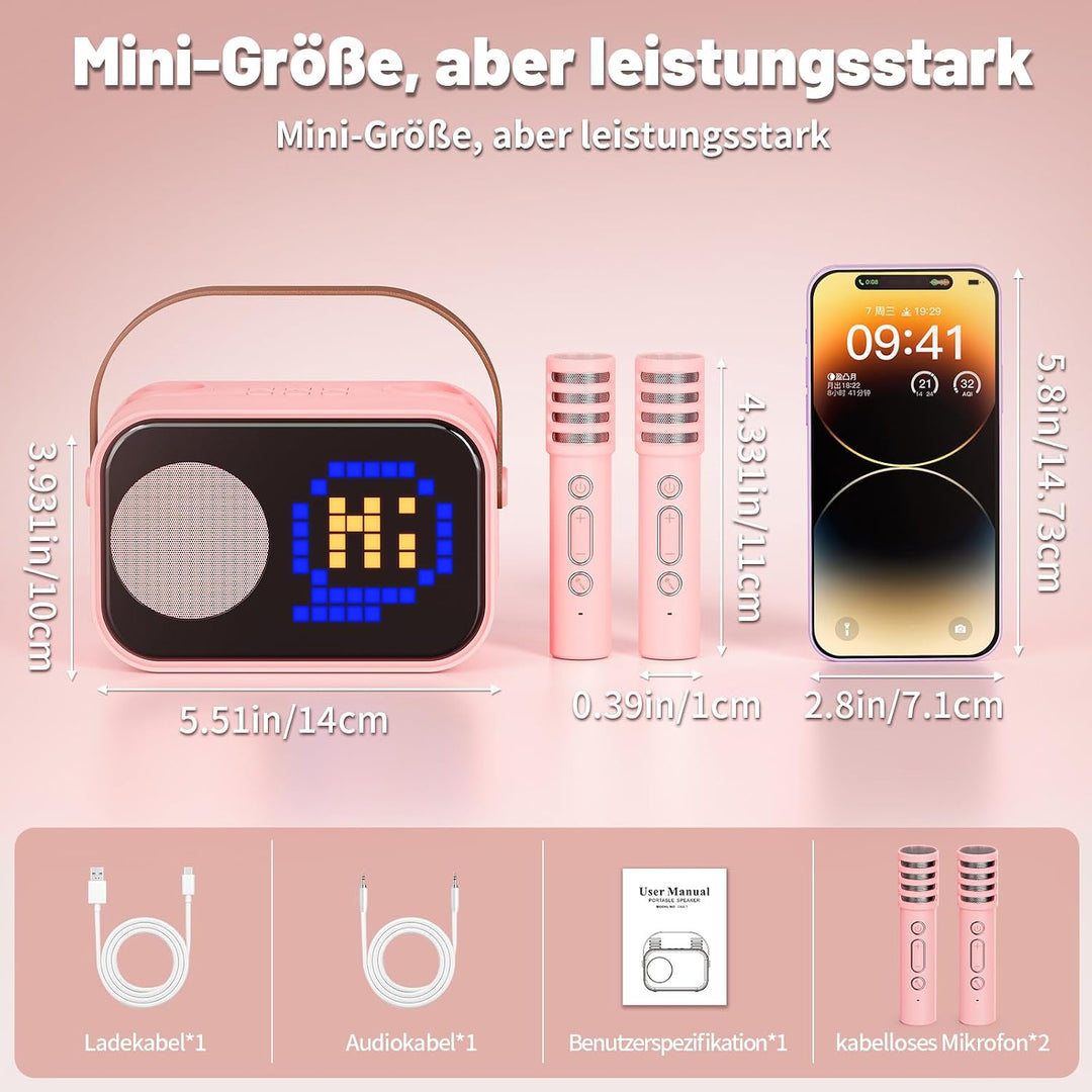 JYX Karaoke Anlage mit 2 Mikrofonen, Karaoke Maschine Kinder mit Professionellem Begleitmodus, Bluet