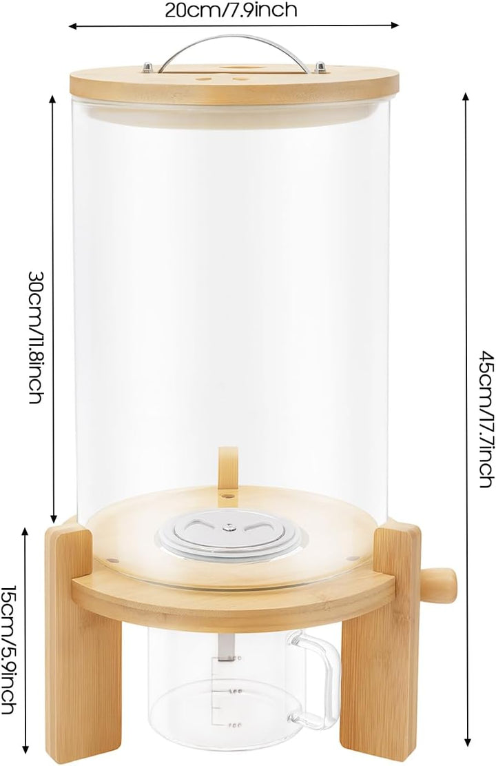 Getreidebehälter - 7.5L Müslispender Getreidespender Reisspender mit Messbecher - Lebensmittelspende