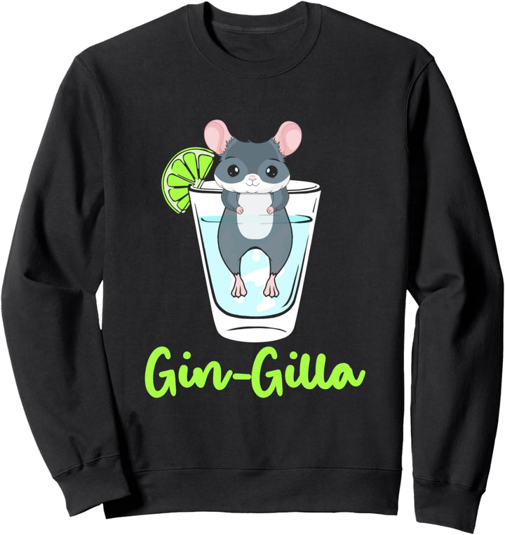 Gin Gilla Lustiger Wollmaus Wortwitz Chinchilla in Gin Glas Sweatshirt