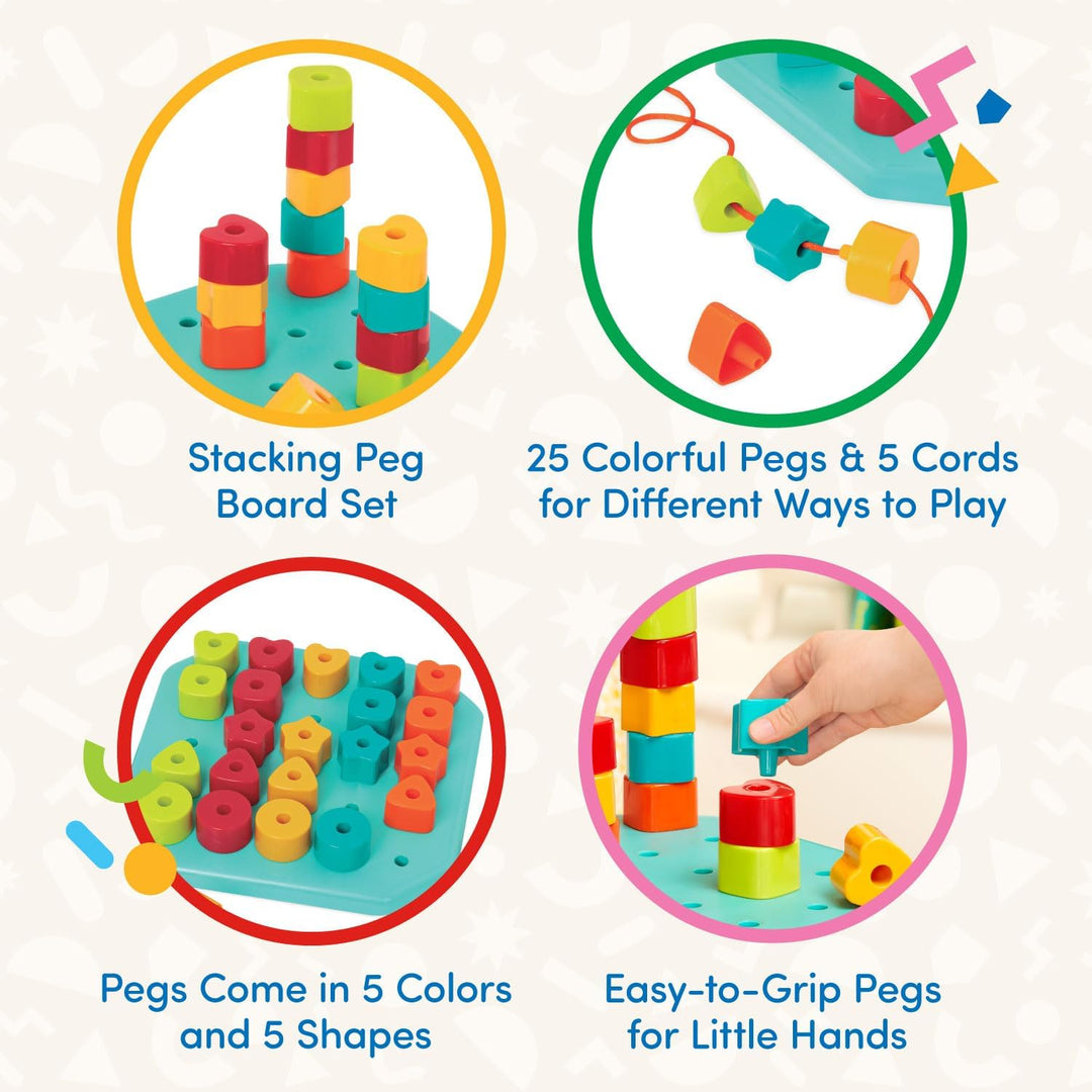 Battat – Count & Match Stecktafel – Peg Board für Kleinkinder – Stapelbares Peg Board Set – Spielzeu