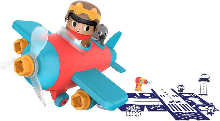 Learning Resources Design &amp; Drill Schrauberkumpel Flugzeug, Flieger-Spielset mit Flugzeug und Pilotf