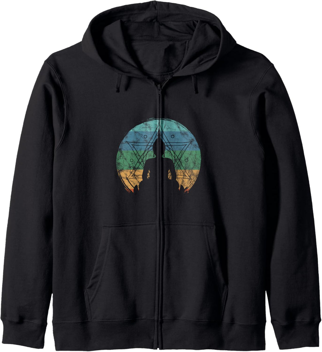Retro Buddha Buddhistischer Yoga Spirituelle Meditation Zen Kapuzenjacke