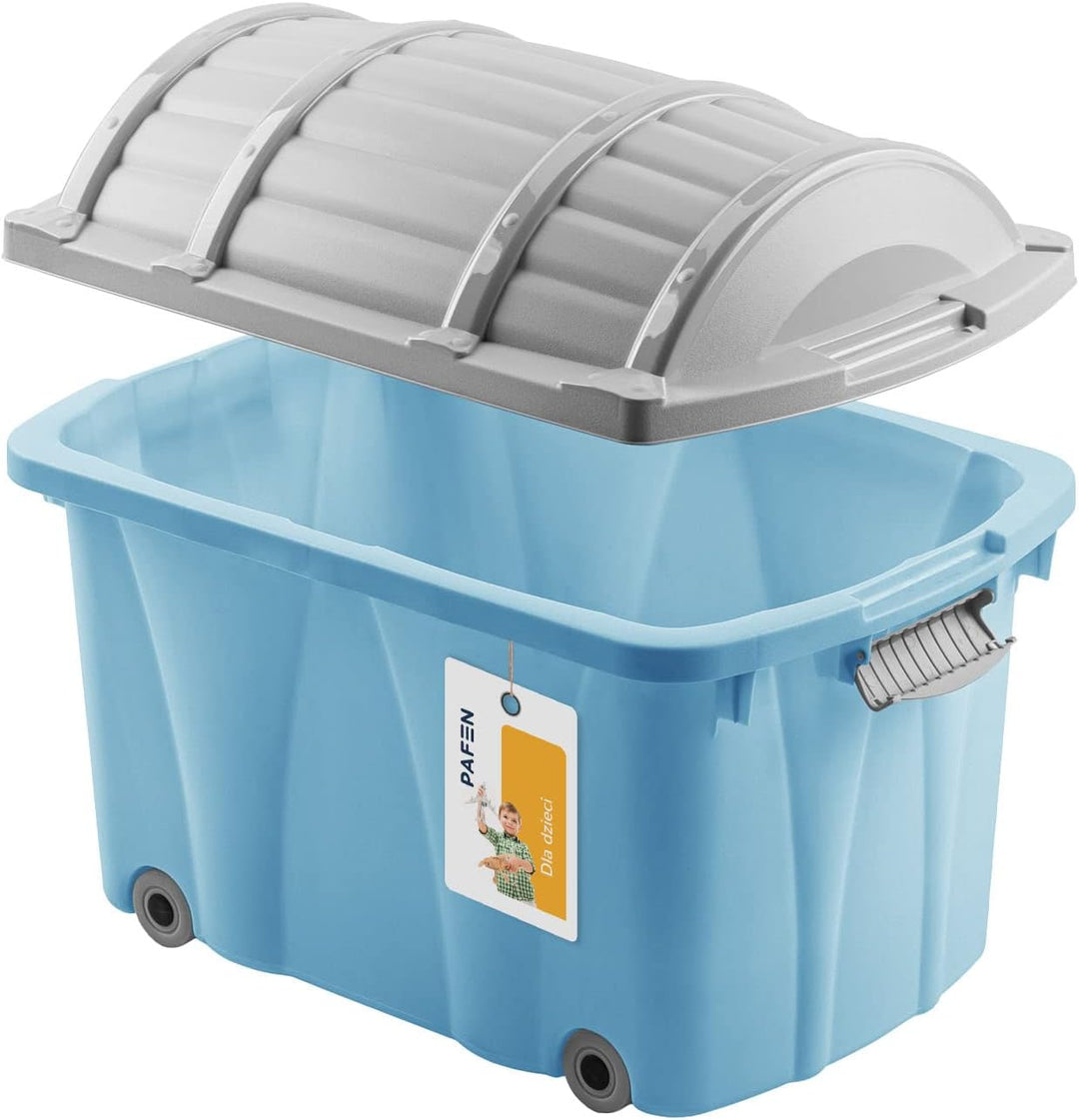 PAFEN Piraten Spielzeugkiste 49l mit Rollen - Schatzkiste 58 x 38,5 x 37,5cm - Spielzeugbehälter Auf