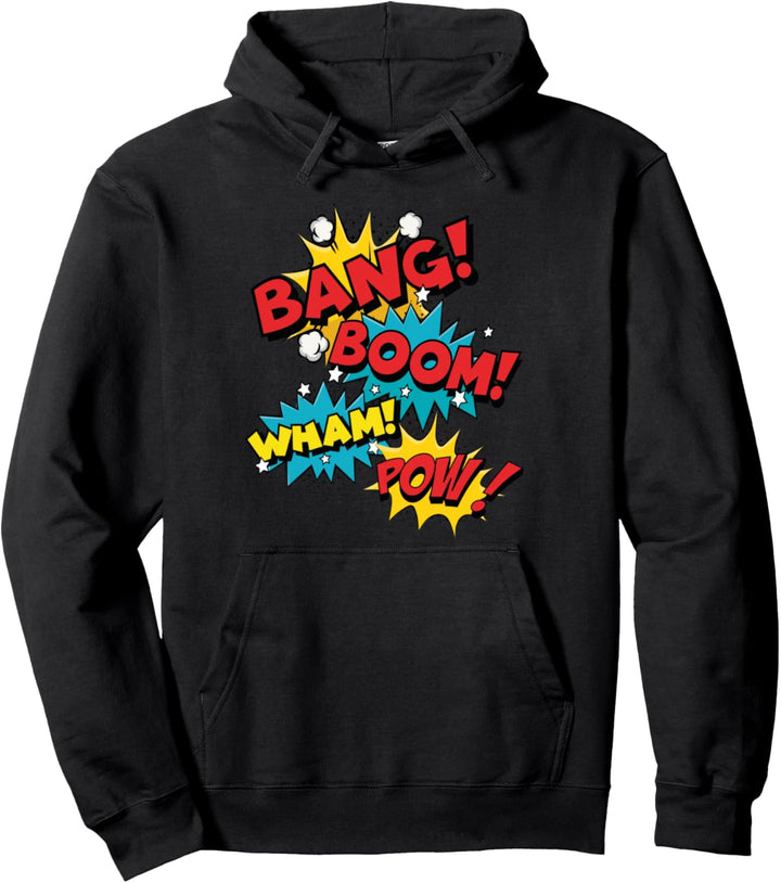 Bang Boom Pow Wham Comic Bubbles Pullover Hoodie