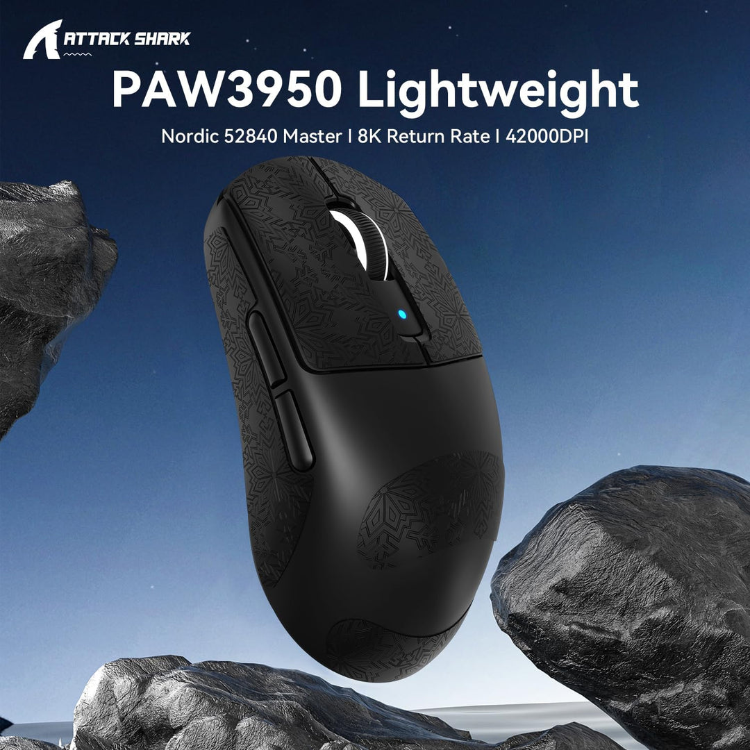 MAMBASNAKE x ATTACK SHARK R6 39g SUPERLIGHT Mouse with Grip Tape, PixArt PAW3950MAX Gaming Sensor, W