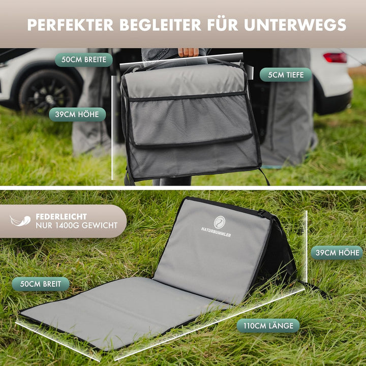 NATURBUMMLER Campingliege faltbar leicht [Cloud Lounge+] – tragbare Strandliege mit Rückenlehne & Ta