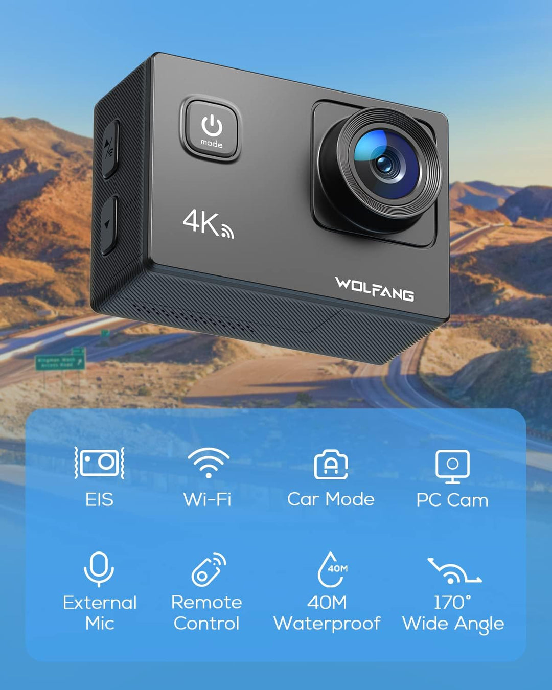 WOLFANG GA100 Action Cam 4K 20MP Unterwasserkamera & TP-Link M7350-4G (CAT4) Tragbarer WLAN-Router,