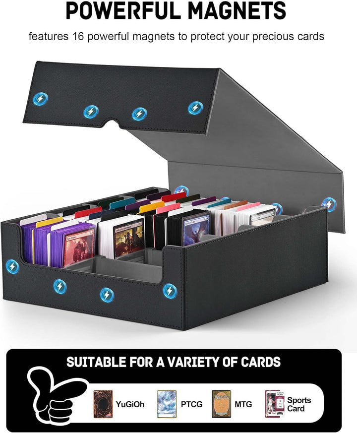 ZLCA Trading Card Storage Box, Commander Card Deck Case Holds 2400+ Cards, MTG Deck Box mit 4 Stopfe