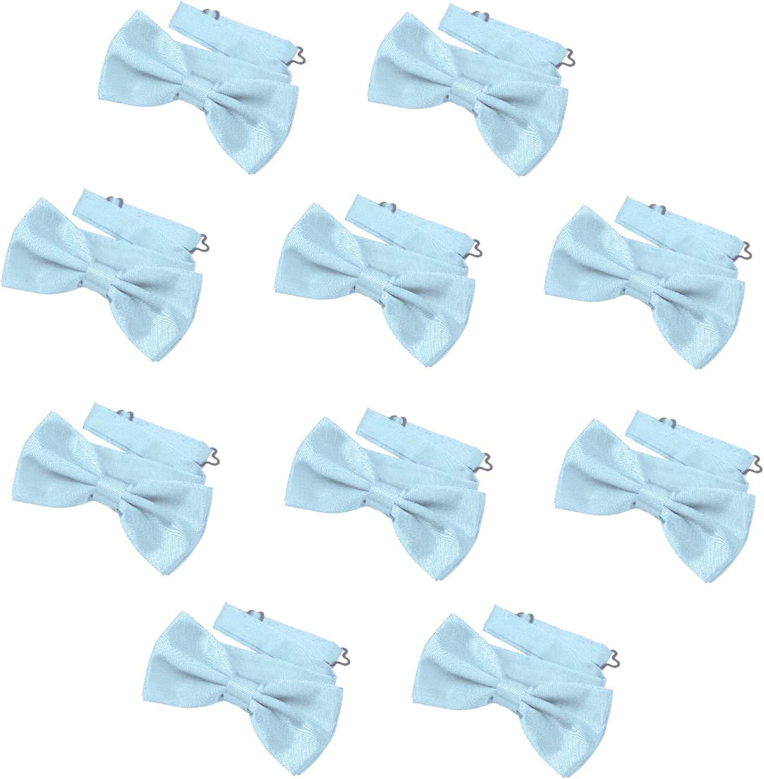 DonDon 10er Set Herren Fliege 12 x 6 cm gebunden und längenverstellbar Hellblau, Hellblau