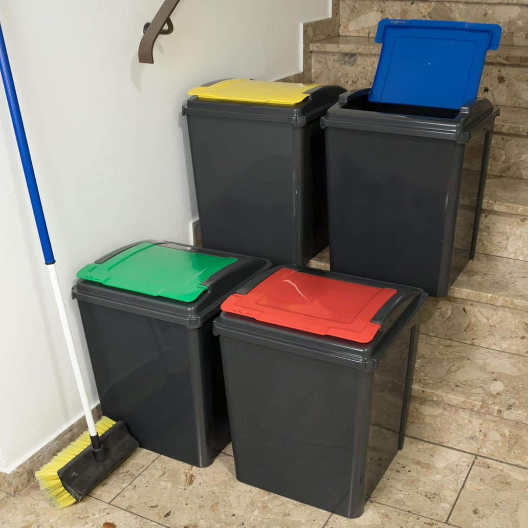 50 Liter Mülltonne Schwarz-Gelb, Mülleimer Küche, Mülltrennsystem, Abfalleimer Küche, Mülleimer 50l,