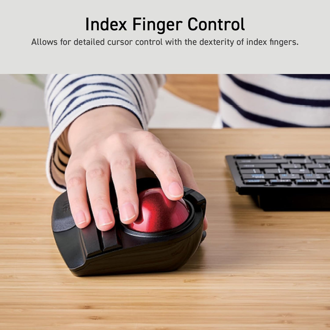 ELECOM 2,4 GHz kabellose Fingerbedienung, grosse Trackball-Maus, 8-Tasten-Funktion mit glatter Track