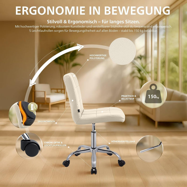 CLP Arbeitshocker höhenverstellbar mit Lehne und Rollen Darfield, Arbeitsstuhl ergonomisch 360° dreh