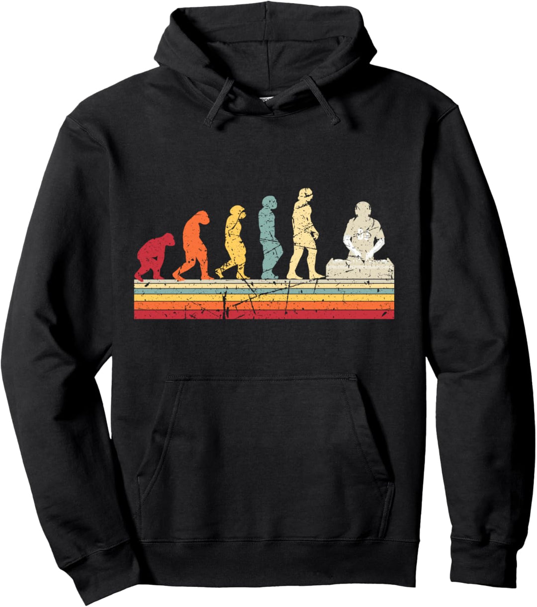 Die Entwicklung des Menschen, DJ, Techno, Vinyl, Retro, Vintage-Musik Pullover Hoodie