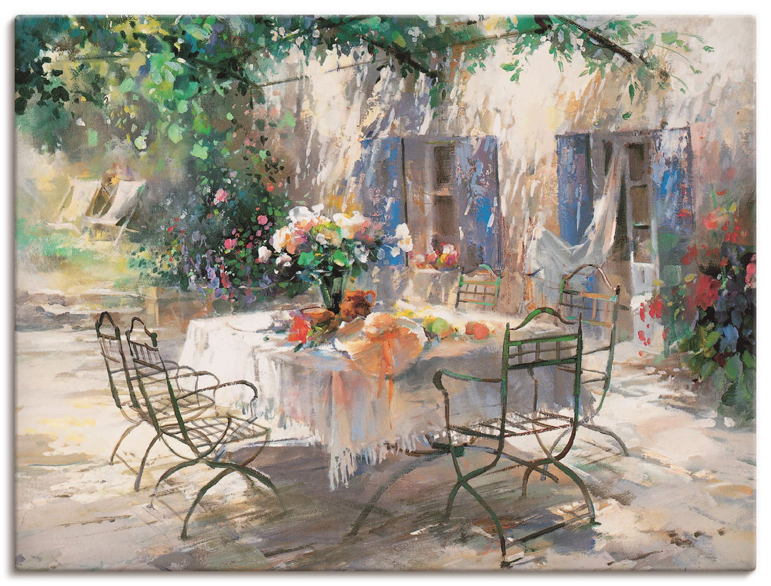 ARTland Leinwandbilder Wandbild Bild auf Leinwand 60 x 45 cm Landschaften Garten Malerei Creme Schat