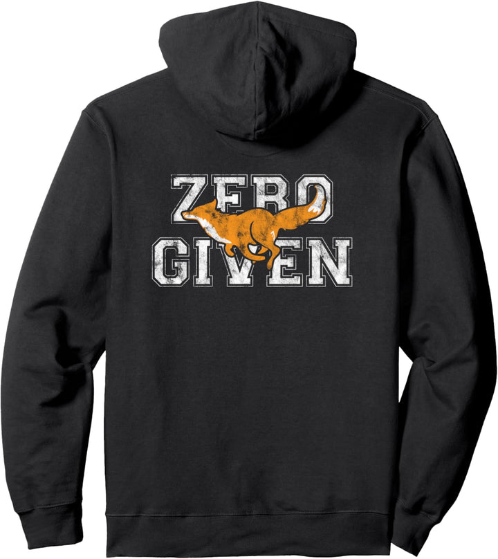 'Zero Fox Given' Funny Pun Distressed Pullover Hoodie