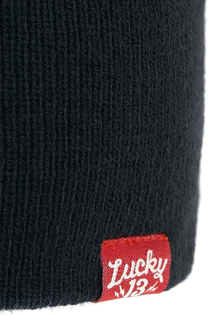 Unbekannt Lucky 13 Skull Stars Patch Beanie Mütze schwarz
