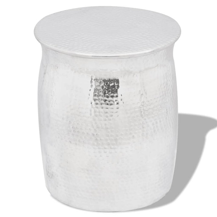 vidaXL Beistelltisch Gehämmertes Aluminium Silbern Hocker Sofatisch Couchtisch 42 cm Silber, 42 cm S