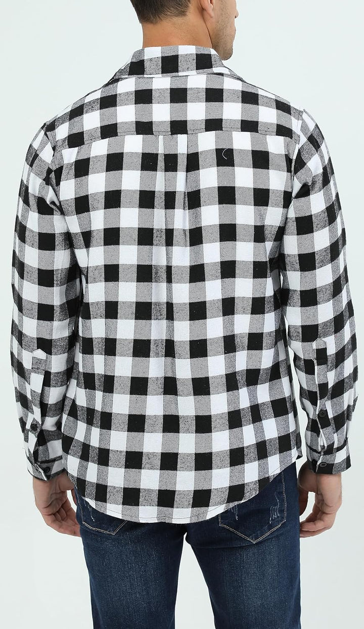 Yukiuiny Herren Holzfällerhemd 100% Baumwolle Langarm Kariertes Hemd Casual Button Down Flanell Frei