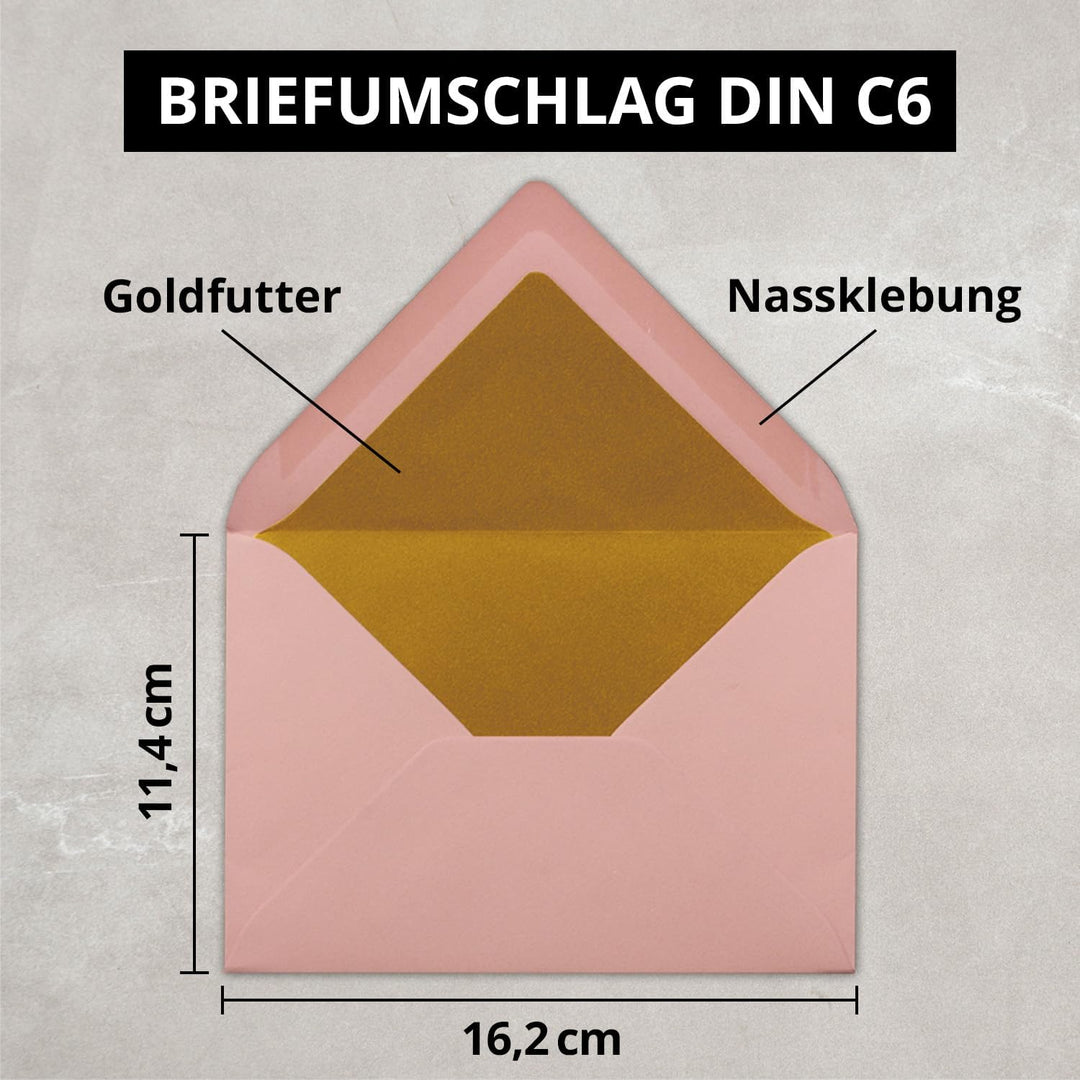 Kuverts in Altrosa - 75 Stück - Brief-Umschläge DIN C6-114 x 162 mm - 11,4 x 16,2 cm - Nassklebung -