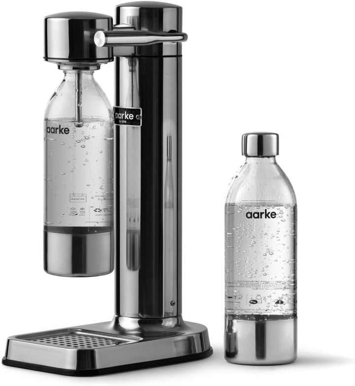 Aarke Carbonator 3, Wassersprudler aus Edelstahl mit 2 x BPA-frei Flaschen, Edelstahl Finish Edelsta