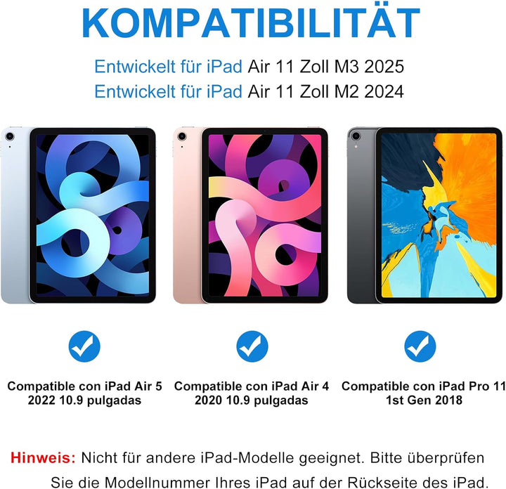 Tastatur Hülle für iPad Air 11"(M2) 2024/iPad Air 5 Gen 2022/iPad Air 4 Gen 2020 10.9'', Schutzhülle