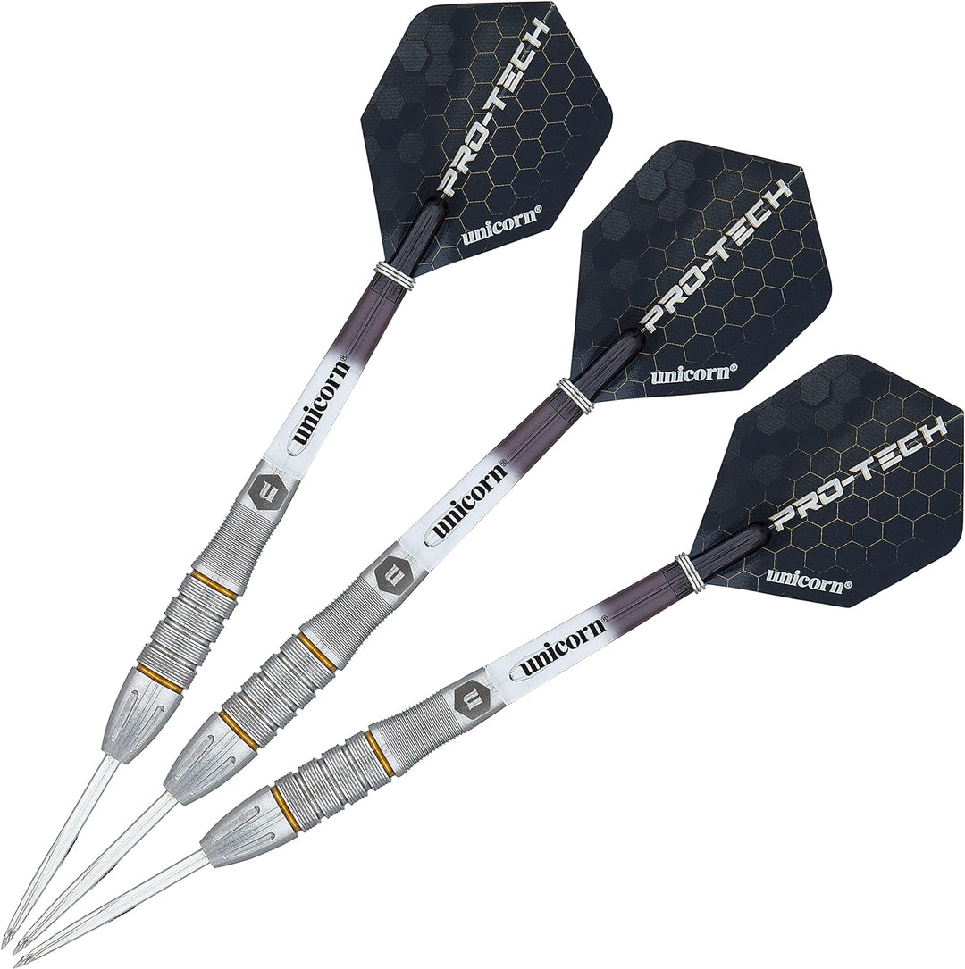 Unicorn Dartpfeile Set | Pro-Tech Style | 90% natürliche Wolfram Barrels mit goldenen Akzenten &amp; Vol