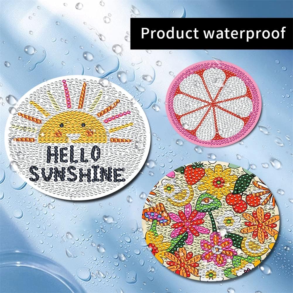 Diamond Painting Untersetzer, DIY Frucht Diamant Malerei Glasuntersetzer mit Halter, rutschfest Getr