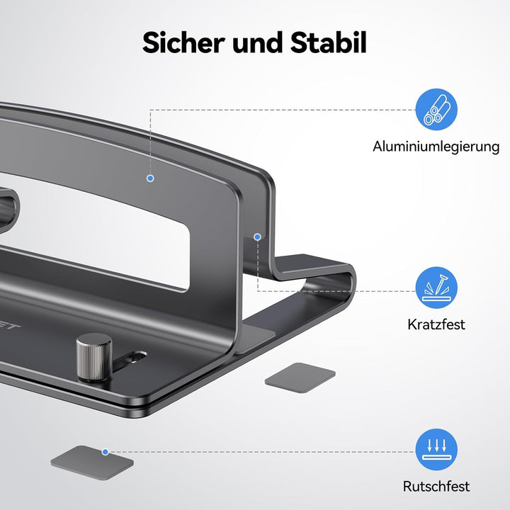 TECKNET Vertikaler Laptop Ständer aus Aluminium, Verstellbarer Laptop-Ständer, durchbrochenes Design