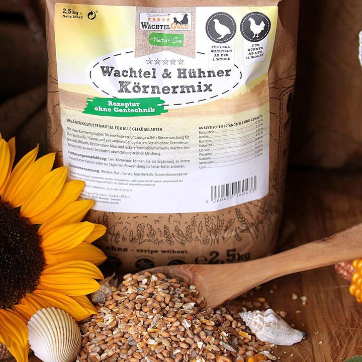 WachtelGold Körnermix - 25kg Wachtelfutter, Hühnerfutter - Körnerfutter ohne Gentechnik