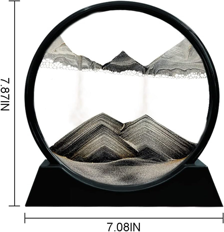 Aoderun Sandbilder Zum Drehen 3d Sanduhr Büro Deko Sand Rundes Glas Fliessender Sand Rahmen Beweglic