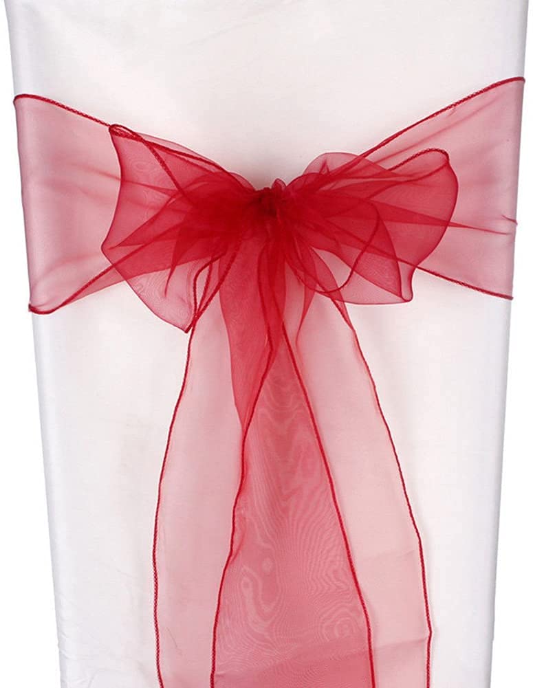 CNFQ Stuhlschleifen, Organza, für Taufe, Party, Hochzeit, 50 Stück (Rot), Rot