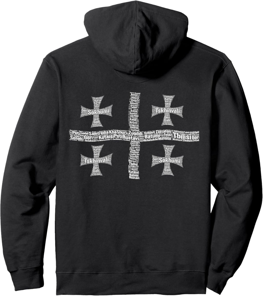Flagge der Republik Georgien mit Städten Pullover Hoodie