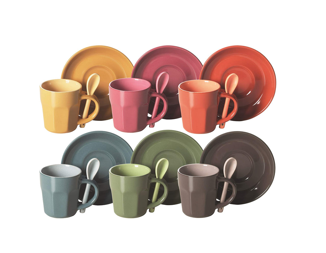 Excelsa Soul Kitchen Kaffeetasse mit Untertasse 6 tlg. Set Hug mehrfarbig Single, Single