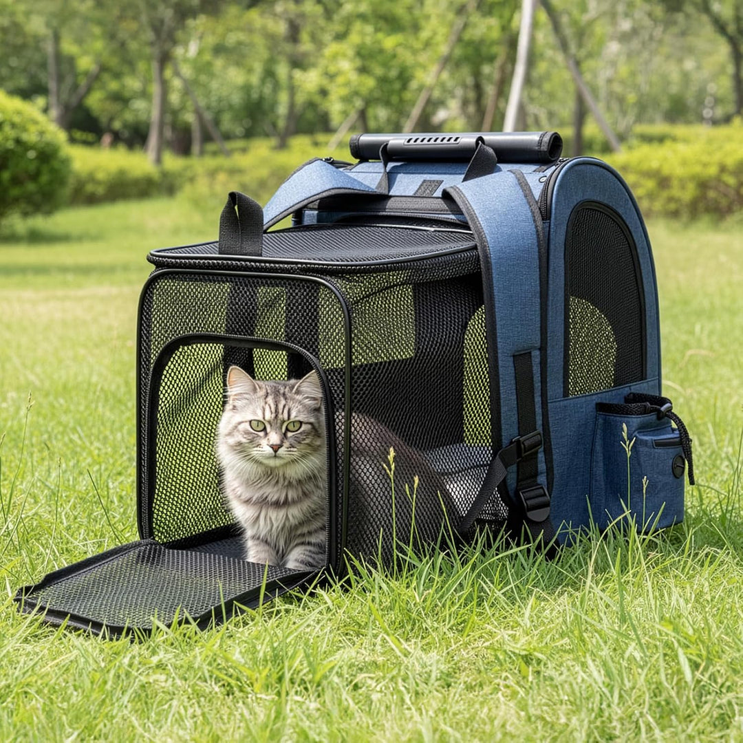 Erweiterbarer Haustier-Rucksackträger für Katzen &amp; Hunde, Atmungsaktiver Katzen-Rucksackträger mit P