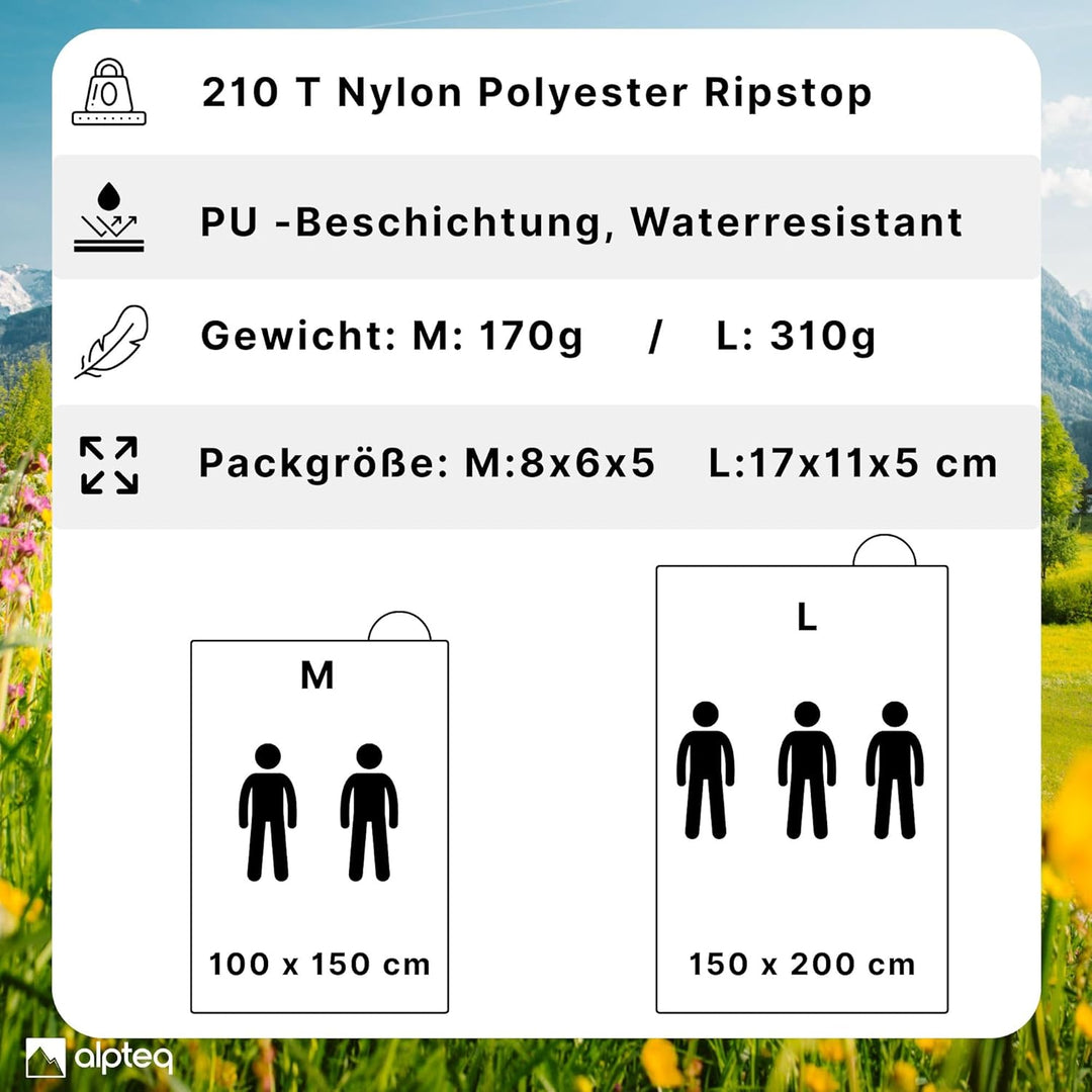 Picknickdecke 100 x 150 cm – Wasserdicht, Ultraleicht & Kompakt | Outdoor Decke in Grün für Picknick